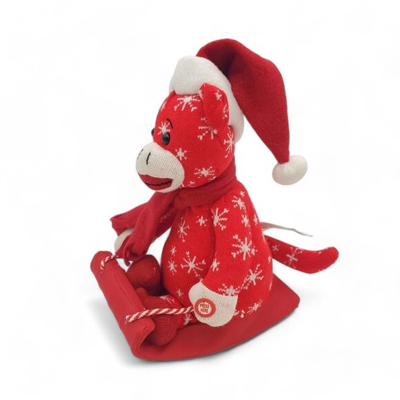 Sock Monkey‎ Christmas Musical Animated Santa Stuffed Animal Plush Sled   2014 - Picture 1 of 5